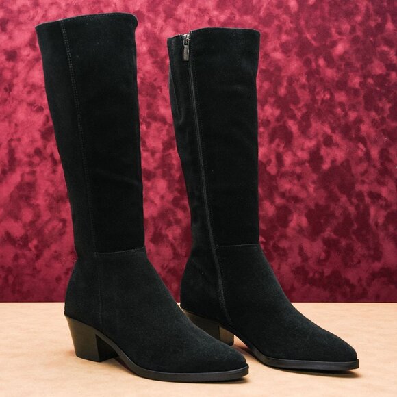 La Canadienne Women Western Cowboy Black Suede Vibram Riding Boots Size 6.5 - Picture 1 of 8